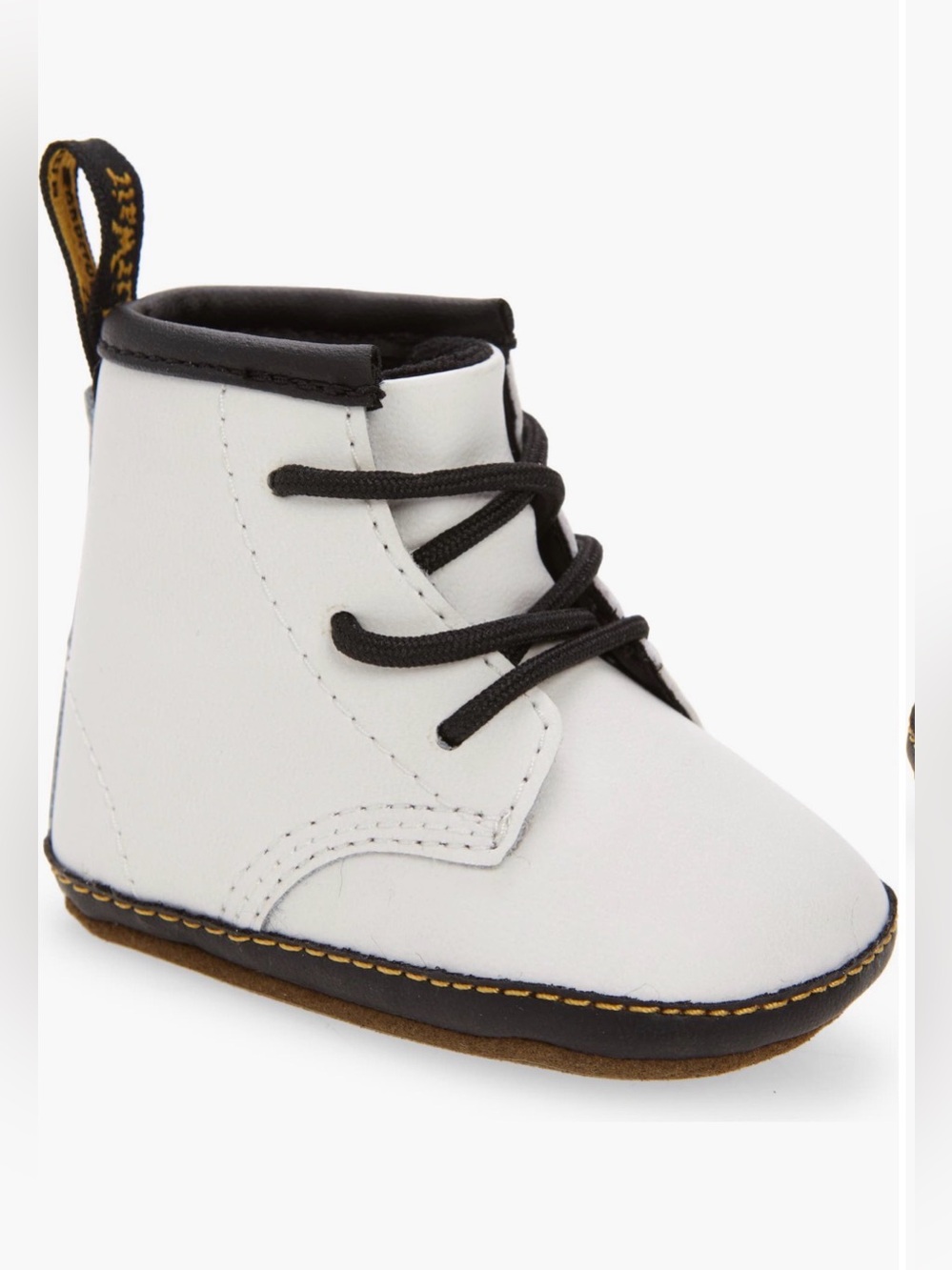 Dr. Martens White and Black Baby Lace-Up Boot size us 3 EUC